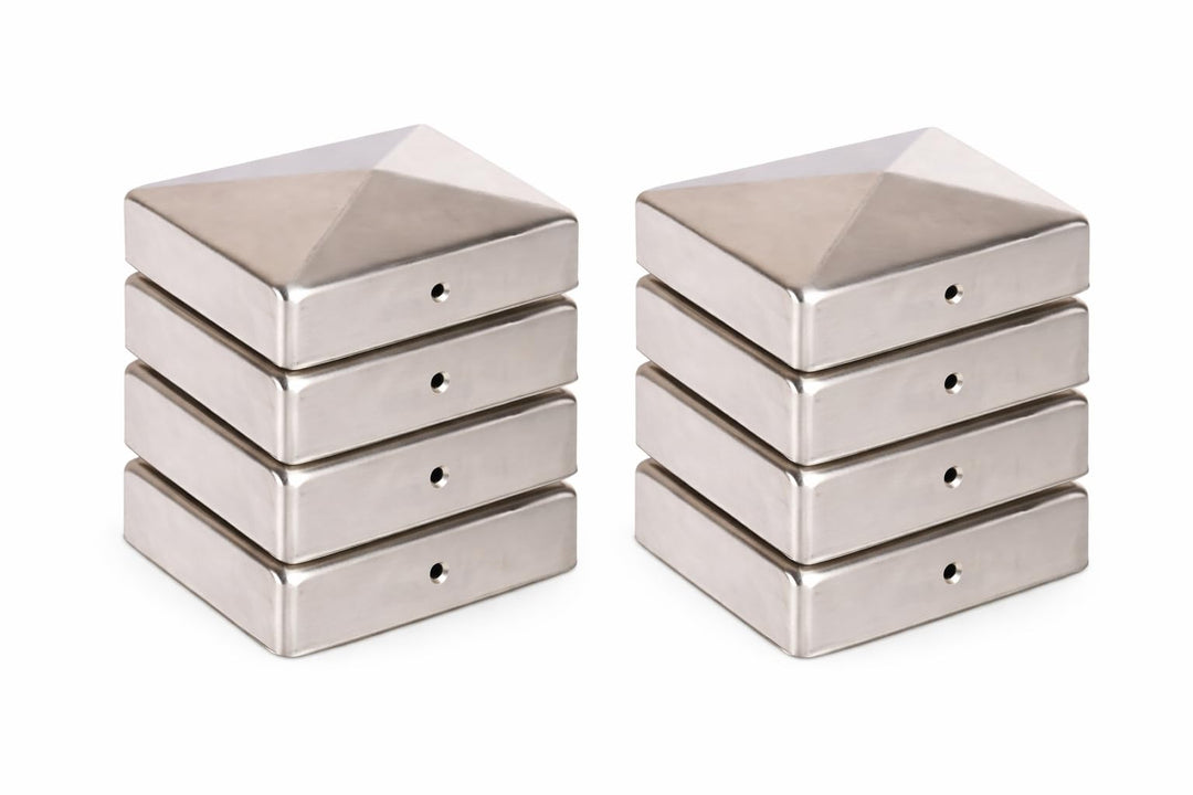 8 x PFOSTENKAPPE PYRAMIDE 71 x 71 MM EDELSTAHL 8 71 x 71 mm, 8 71 x 71 mm