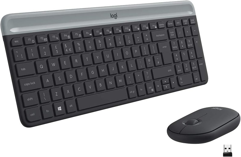 Logitech MK470 Slim Combo Kabelloses Tastatur-Maus-Set, 2.4 GHz Verbindung via Nano-USB-Empfänger, 1