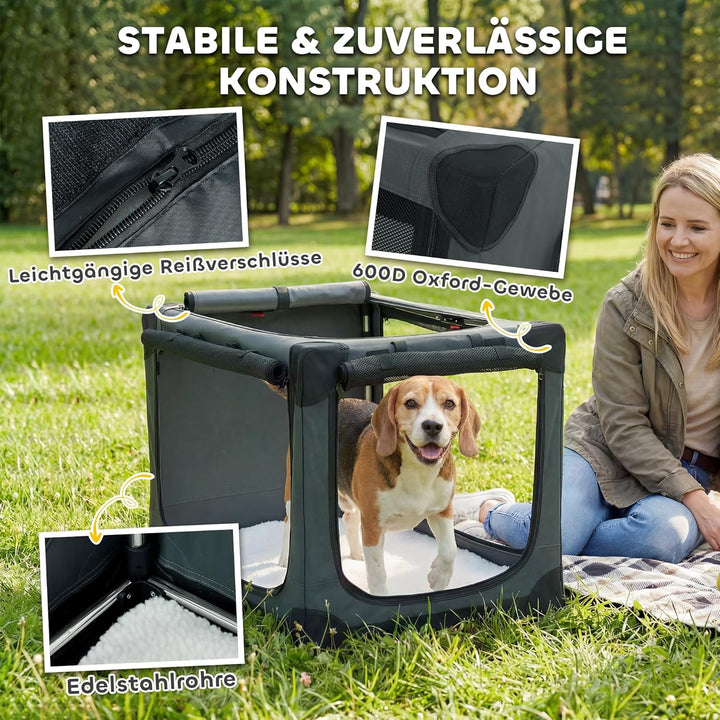 PawHut Hundebox faltbar 76x54x54cm Hundetransportbox mit Kissen abnehmbar waschbar Bezug atmungsakti
