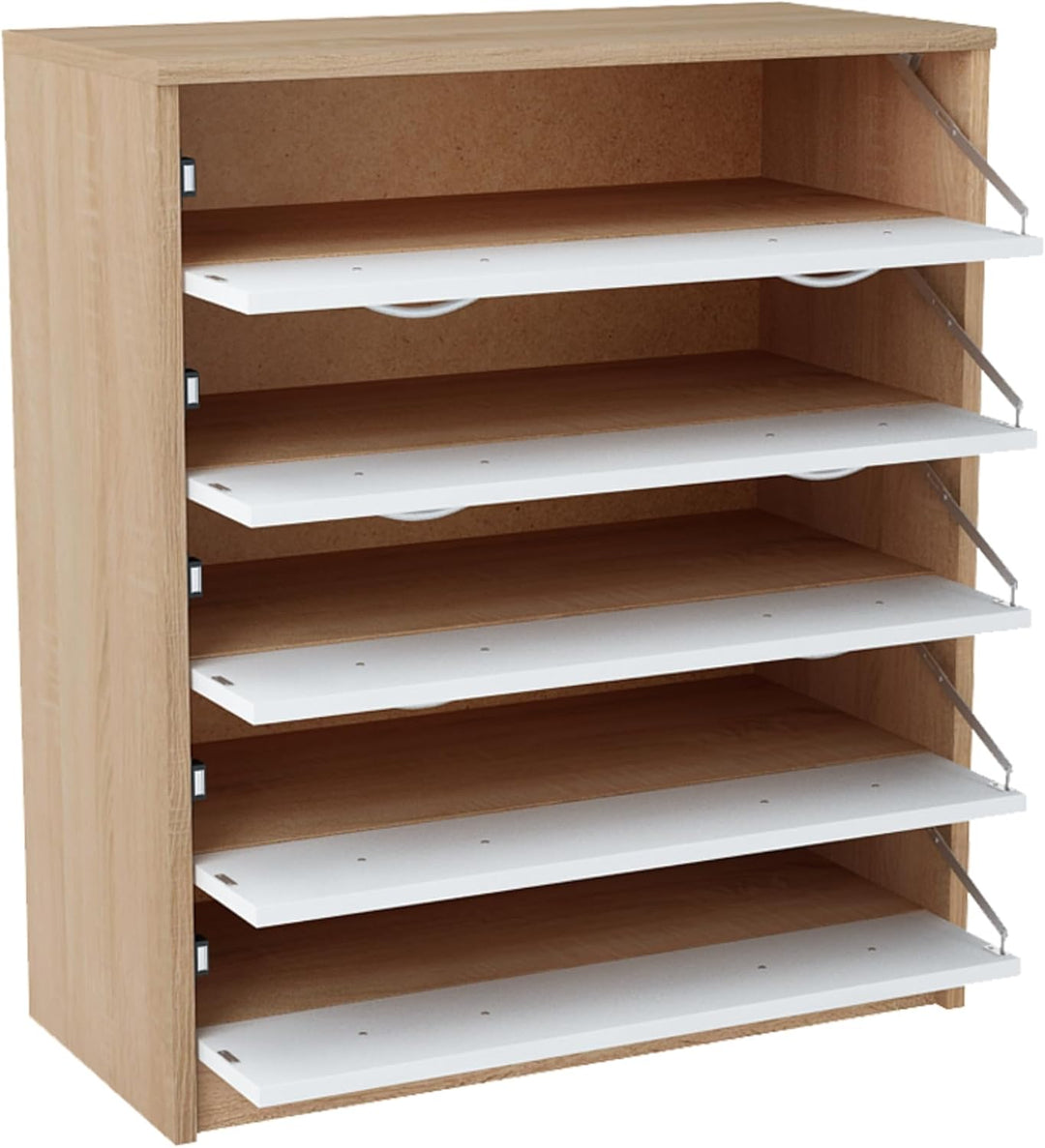 Home Collective Schuhschrank mit 5 aufklappbaren Schubladen Schuhregal mit 5 Fächern weiche abgerund