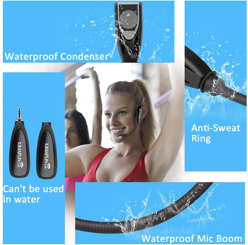 Drahtloses Fitness-Mikrofon-Headset, KIMAFUN Schweissfestes Wasserdichtes Headset-Mikrofon mit Wiede