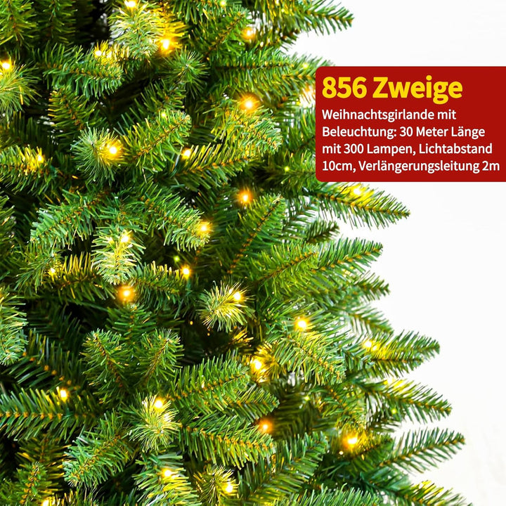 Künstlicher -Weihnachtsbaum mit 22 DIY Weihnachtsbaumschmuck,120cm Tannenbaum 300 Spitzen Metallstän