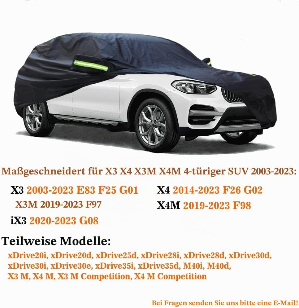 SjYsXm Massgeschneidert Autoabdeckung Kompatibel mit BMW X3(2003-2023) X4(2014-2023) X3M(2018-2023)