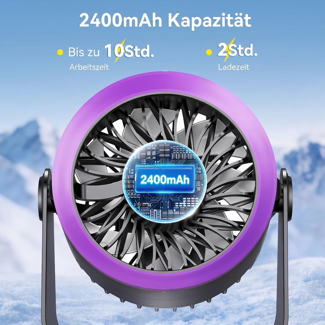 SHINER USB Ventilator Klein Leise, Akku Tischventilator mit 100 Stufen & Kraftvoller Luftstrom, Digi