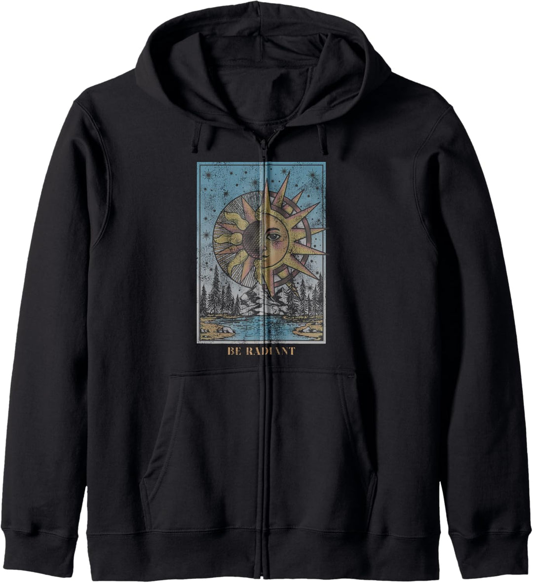 Trendy Be Radiant Sun Stars Mountain Tarot Card Kapuzenjacke