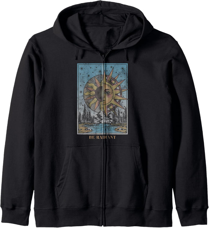 Trendy Be Radiant Sun Stars Mountain Tarot Card Kapuzenjacke