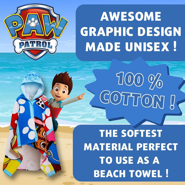 PAW Patrol Kapuzenhandtuch, 100% Baumwolle, Skye Chase Poncho, Kinder-Strandtuch, Jungen-Badetuch, M