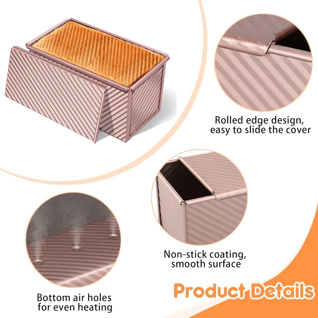 Toastbrotform Aluminium, Toastbrot Backform Mit Deckel 450g, Brot Antihaft Brotformen, Mit Teigschab