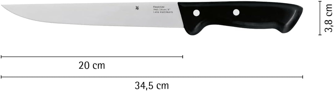 WMF Classic Line Fleischmesser 34,5 cm, Spezialklingenstahl, Kunststoffgriff, Klinge 20 cm