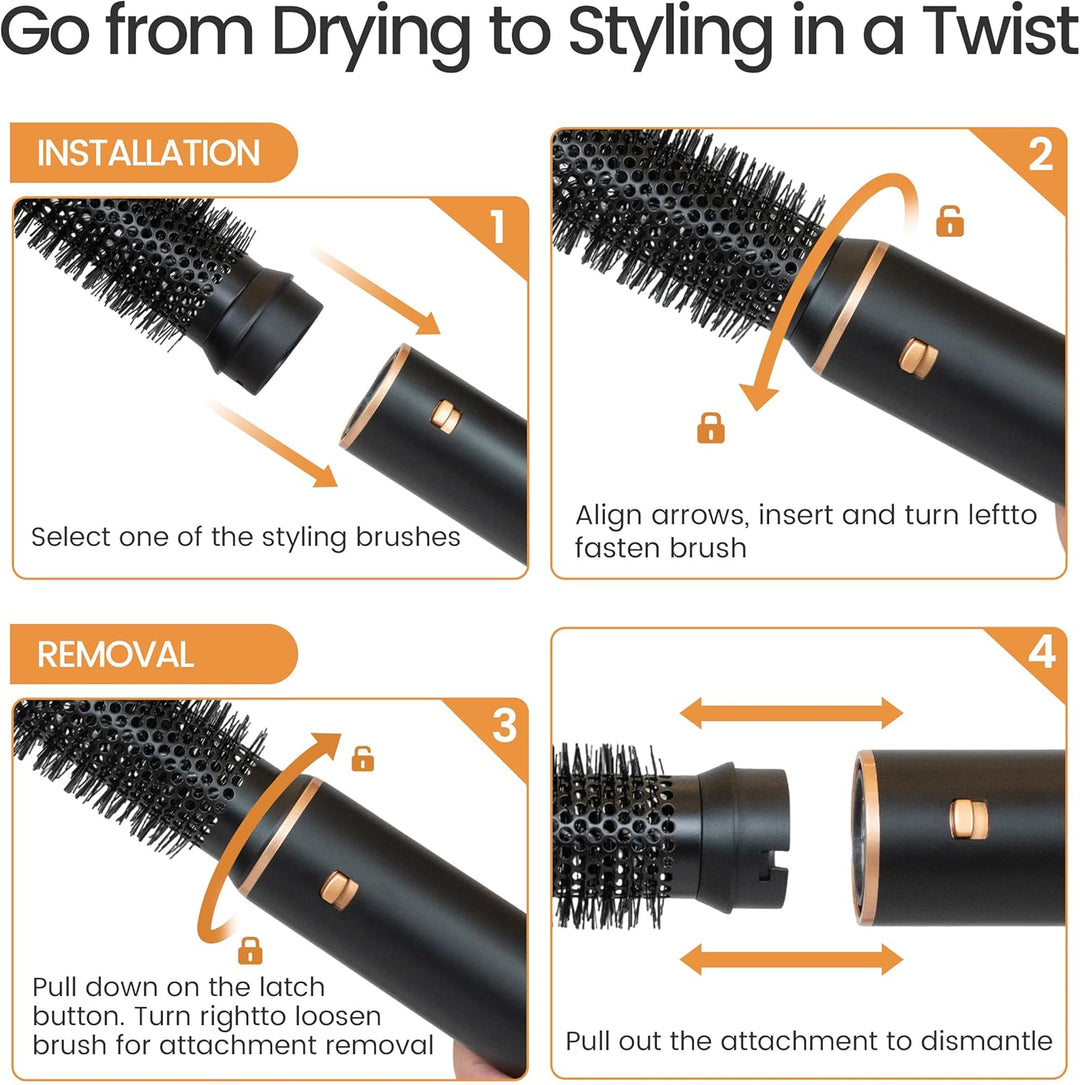 5 in 1 Air Styler 1000W Set, Hairstyle mit Rundbürstenföhn Haarstyler Warmluftbürste Föhn Lockenstab