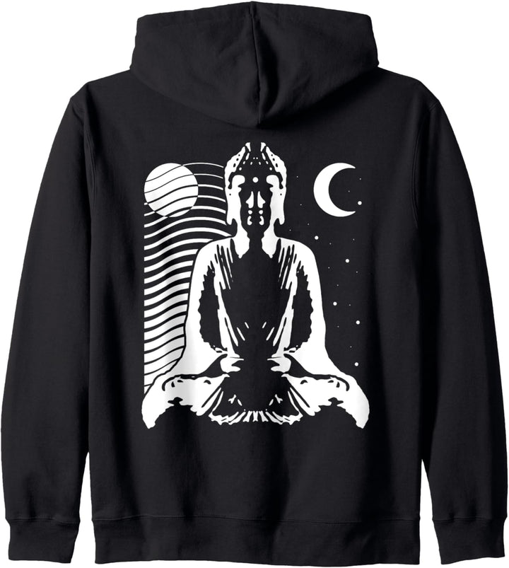Meditierender Buddha im Yin Yang Style mit Tag und Nacht Kapuzenjacke