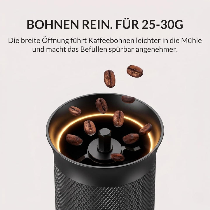 Thiru Handkaffeemühle manuell, Testsieger 2026*, Edelstahl-Kegelmahlwerk mit 60 Mahlgraden &amp; Doppell
