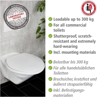 WENKO WC-Sitz Torino XXL, WC-Sitz aus bruchsicherem Duroplast mit extra breiter und ergonomisch gefo