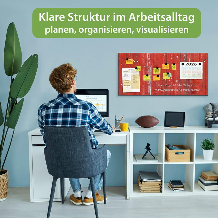 banjado Magnettafel schwarz 78 x 37cm / Magnetwand Metall/Magnetpinnwand als Memoboard/Pinnwand Magn