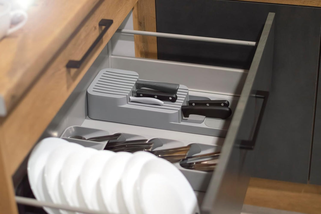 ATM Messerblock für Schubladen – 2-stufiger Messerhalter aus langlebigem Kunststoff – Antirutsch-Füs