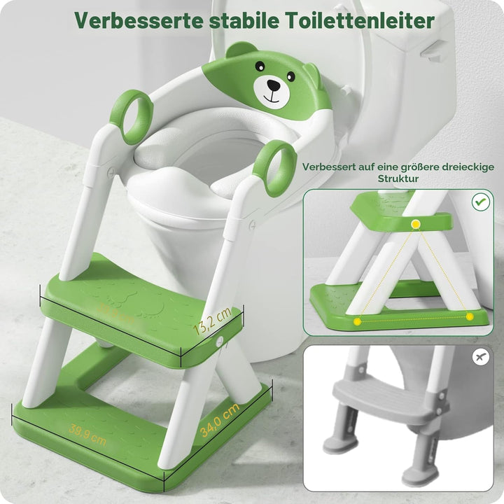 Toilettenleiter für Kinder, Upgraded Kindertoilette für Jungen und Mädchen, 2 in 1 Kind Toilettensit