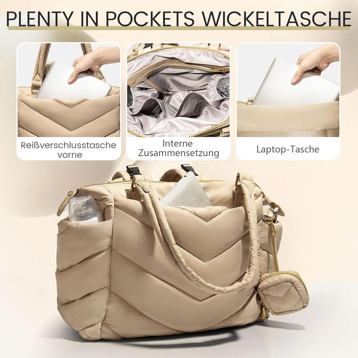 MISS FONG Baby Wickeltasche Wickelrucksack Rucksack Gross, Wickeltasche Kinderwagen Puffer Rucksack