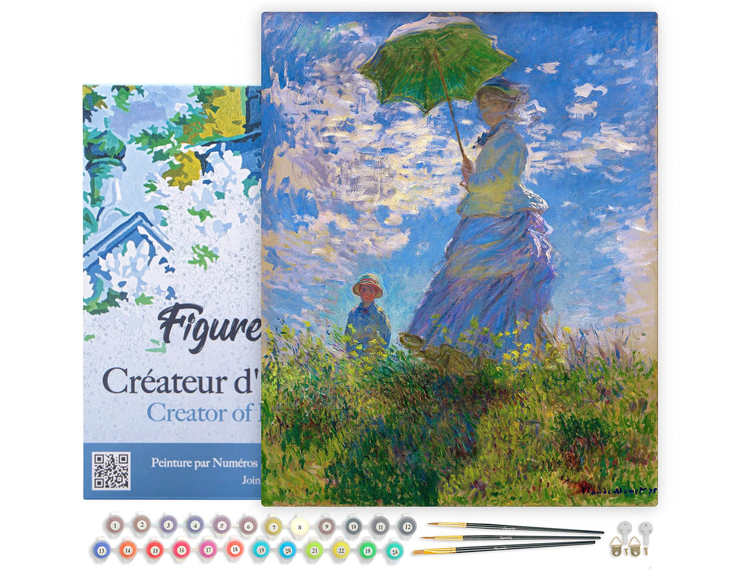 Figured'Art Malen Nach Zahlen Erwachsene Mit Rahmen Der Spaziergang - Monet - Paint by Numbers Baste
