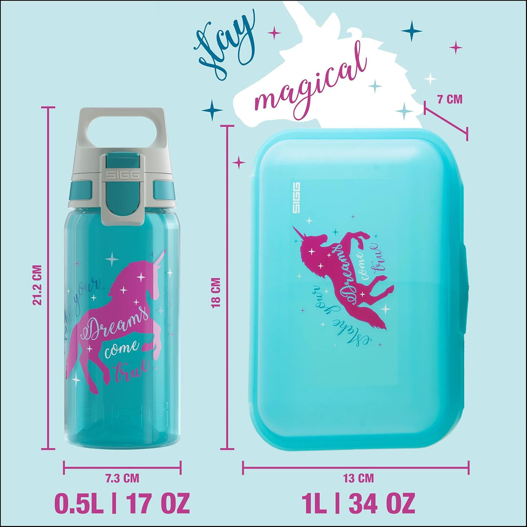 SIGG - Trinkflasche Kinder 0,5L & Brotdose 1L - Viva Lunchbox Set Football Tag - Federleicht - Spülm