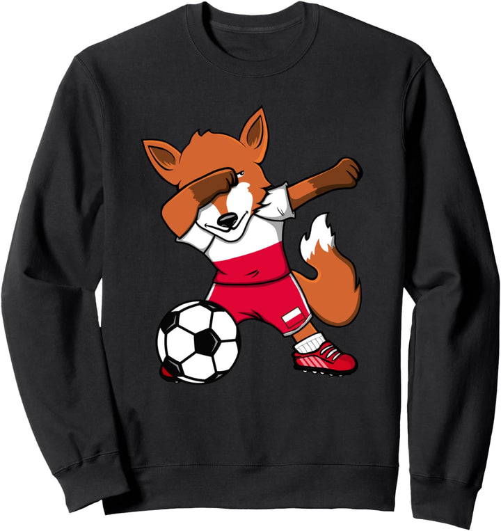 Dabbing Fuchs Fox Polen Fussball Mannschaft Polnische Flagge Sweatshirt