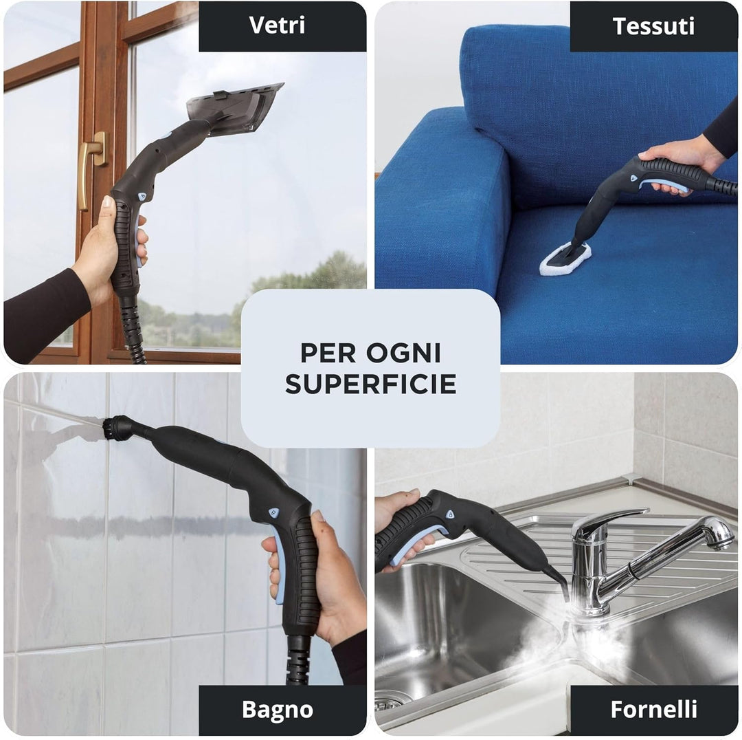 Ariete 4146 XVapor Deluxe fahrbarer Dampfreiniger, 5 bar, integriertes Zubehör-Staufach, Betriebsdau