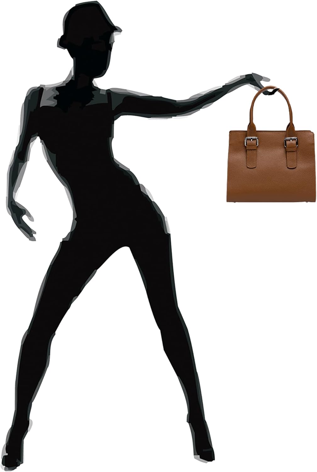 Caspar TL807 klassisch elegante Damen Leder Handtasche Einheitsgrösse Cognac, Einheitsgrösse Cognac
