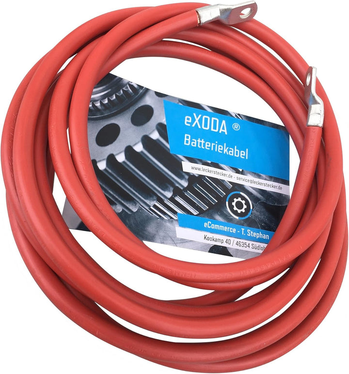 Batteriekabel 35 mm² 300cm mit Kabelschuhen M8 Rot
