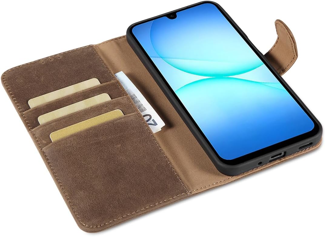 LENSUN Echtleder Handyhülle für Samsung Galaxy A17 5G, Handy-Schutz Hülle [RFID Kartenfach][Brieftas