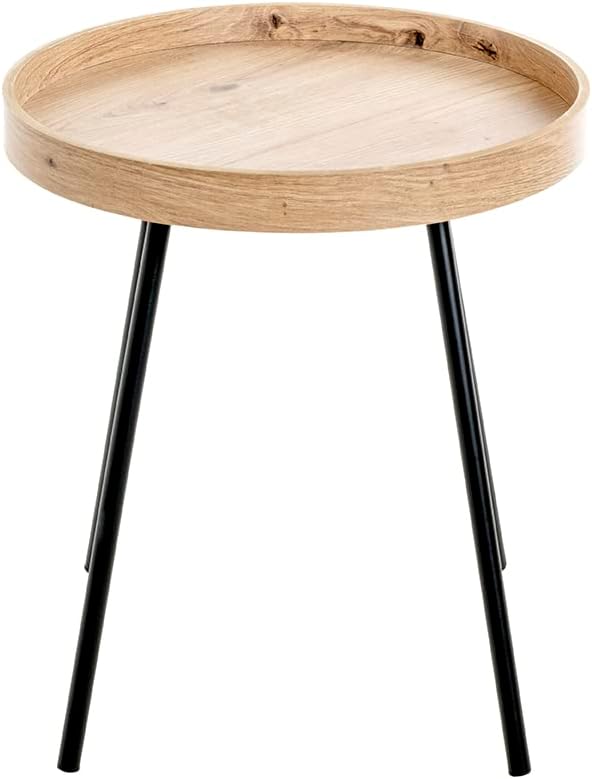 HAKU Möbel Beistelltisch, MDF, eiche, schwarz, Ø 40 x H 45 cm