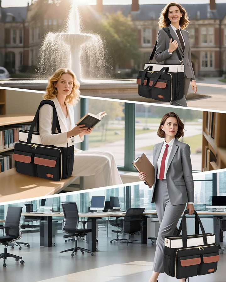 Ytonet Lehrertasche Damen Gross, Schützend Laptoptasche 15,6 Zoll mit Dokumentenmappe A4, Gross Arbe