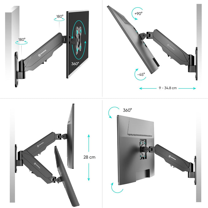 ONKRON Monitor Wandhalterung/TV Halterung für 13-34'' Flach & Curved Bildschirme max VESA Wandhalter