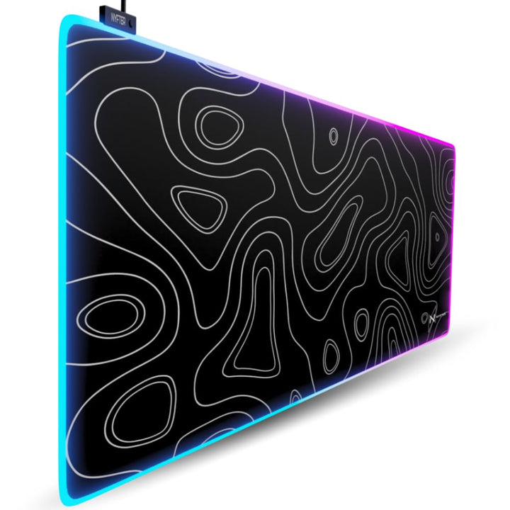 Nyfter - XXL Gaming Mauspad RGB Black im Topography Design 900 x 500mm Premium Mousepad Size Gross v