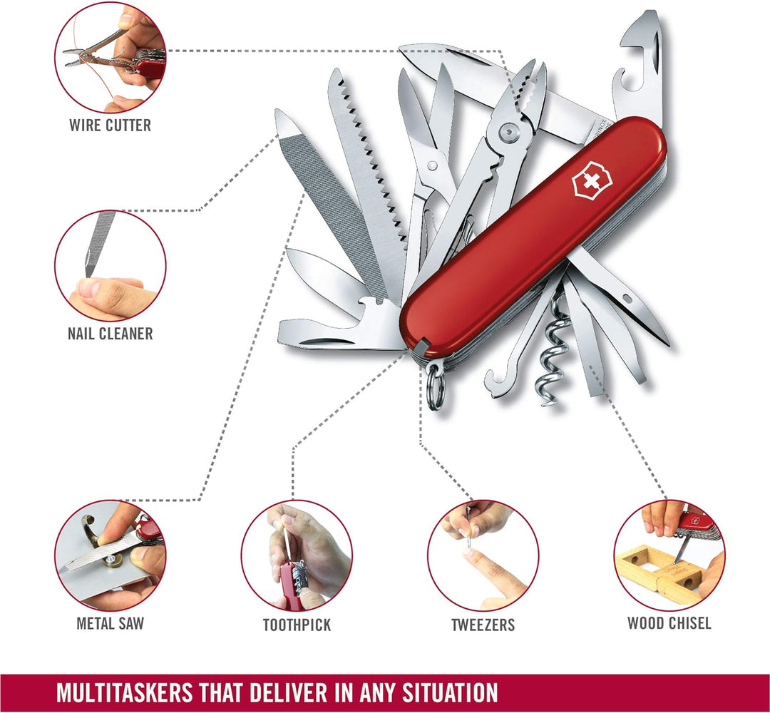 Victorinox Taschenmesser Handyman (24 Funktionen, Kombizange, Holzmeissel, Metallsäge) rot & Dual-Me