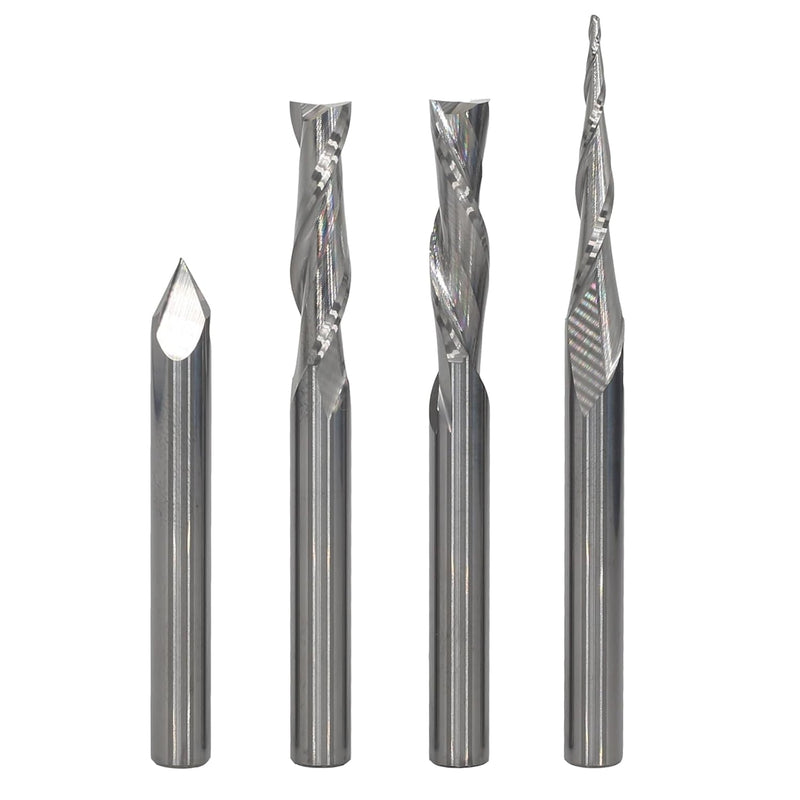 AKYLIN 4 Stück Fräser Set 6 MM Schaft,Spiralfräser Vollhartmetall VHM CNC Fräser,0.5 mm Radius Gravi