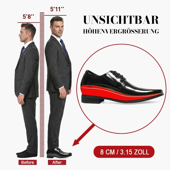 CHAMARIPA Elevator Schuhe Herren Schwarz Leder Oxford Schuhe Business Lace Up Schuhe Herren Anzugsch