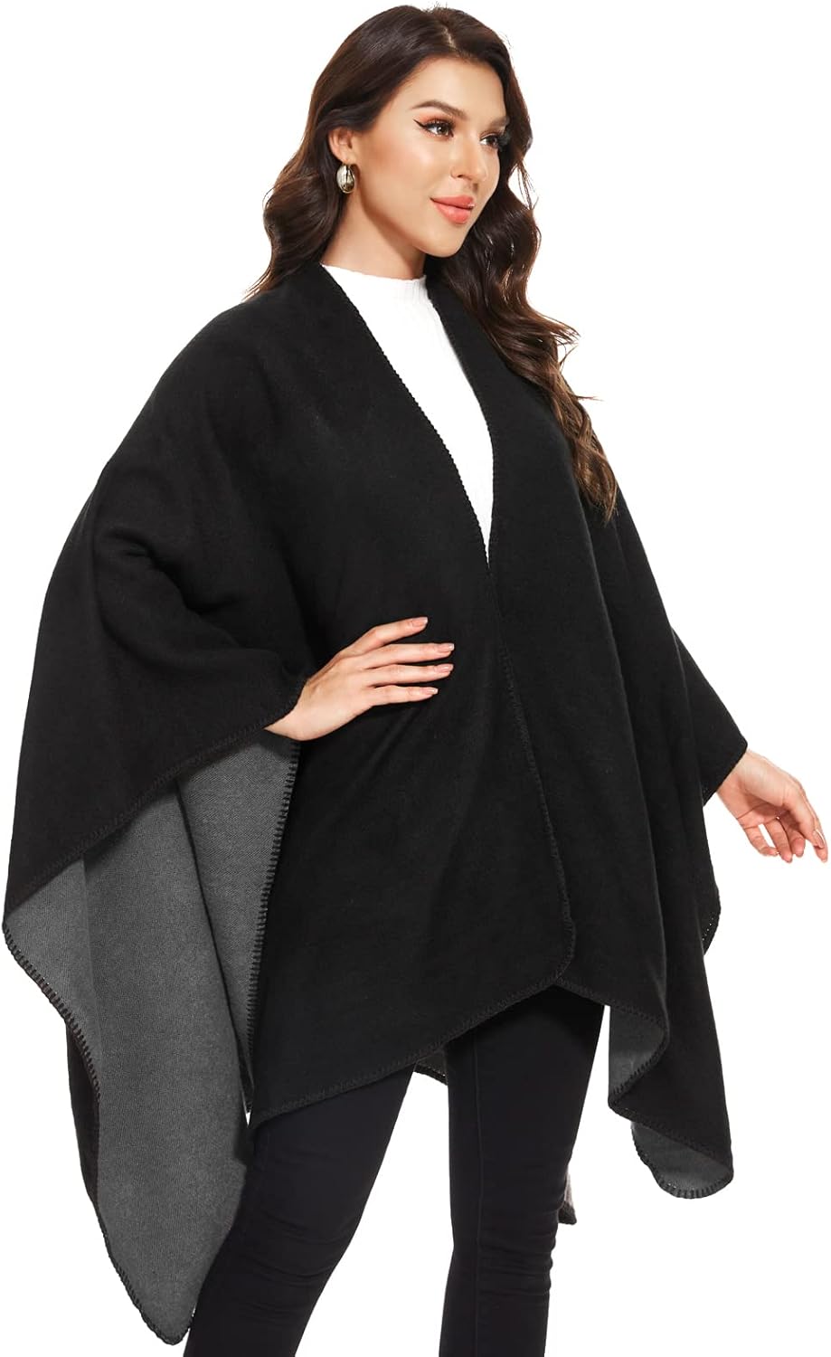 colornival Poncho Damen Winter Warm Elegant Poncho Decke Poncho Cape Strick Poncho Mantel Winter Pon