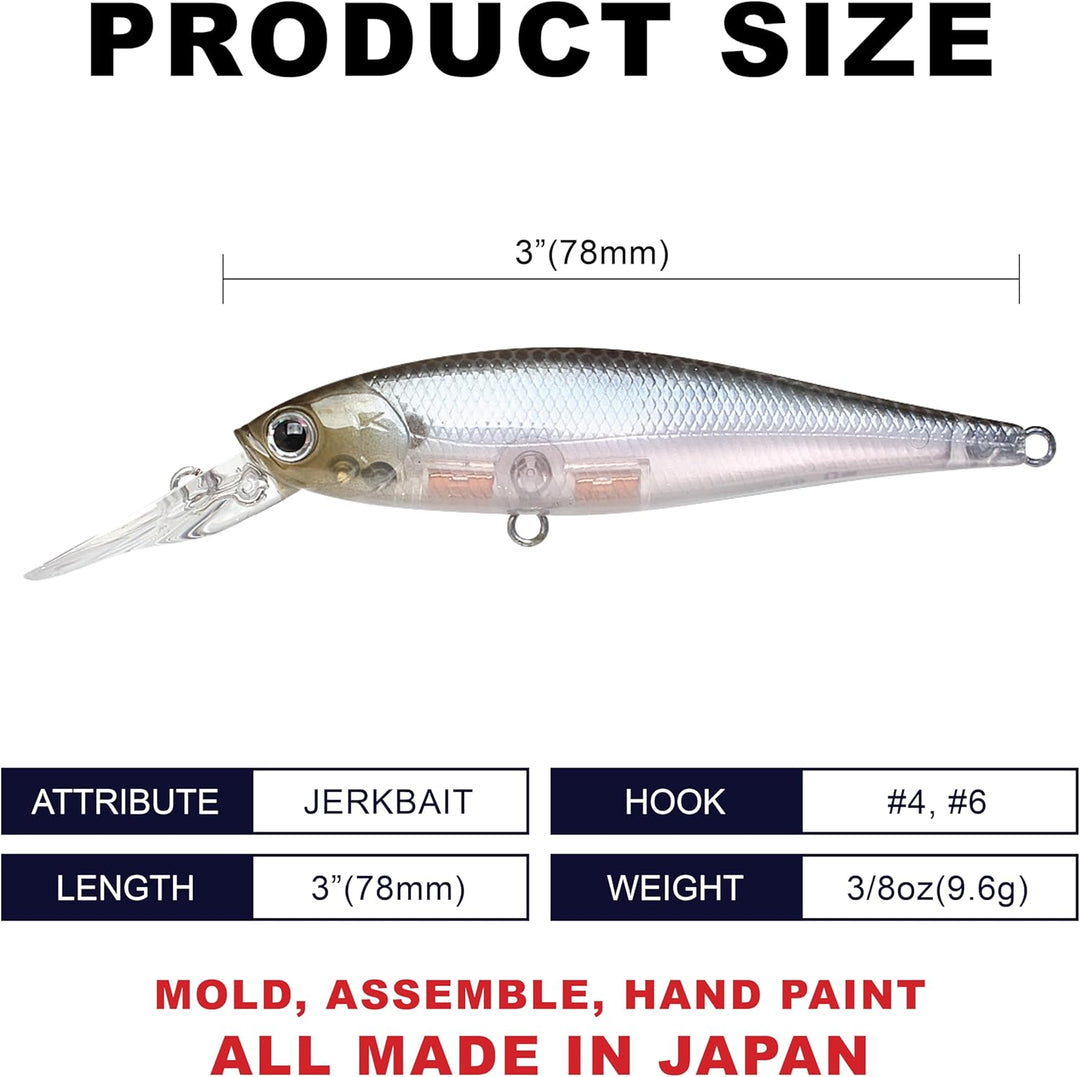 Lucky Craft Angelköder Pointer 78 DD Jerk Bait 238 Ghost Elritze, 238 Ghost Elritze