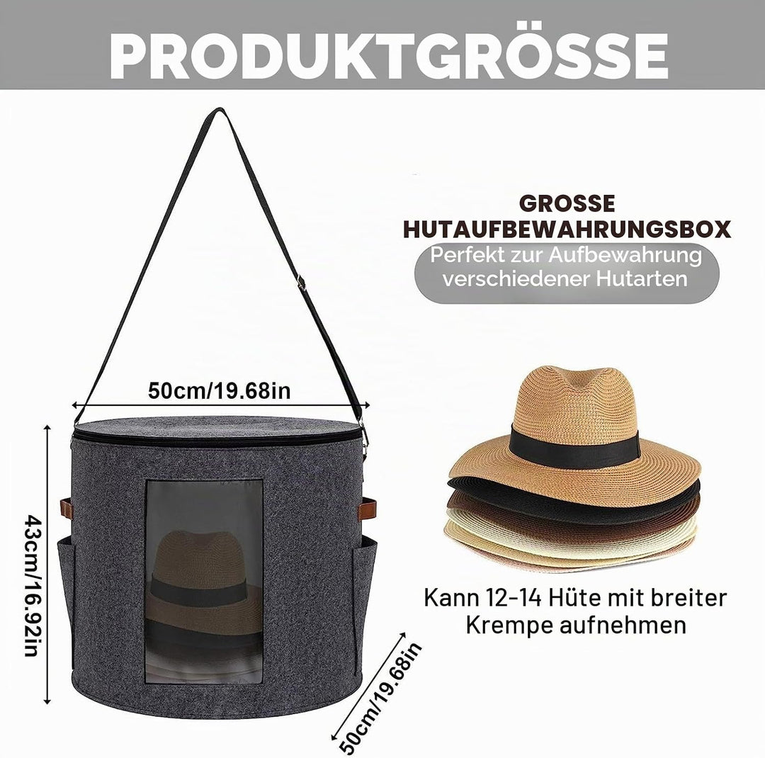 50x50x43cm Hut Aufbewahrungsbox, Hutschachtel Rund, Hat Organizer, Rund Mützen Aufbewahrung, Faltbar