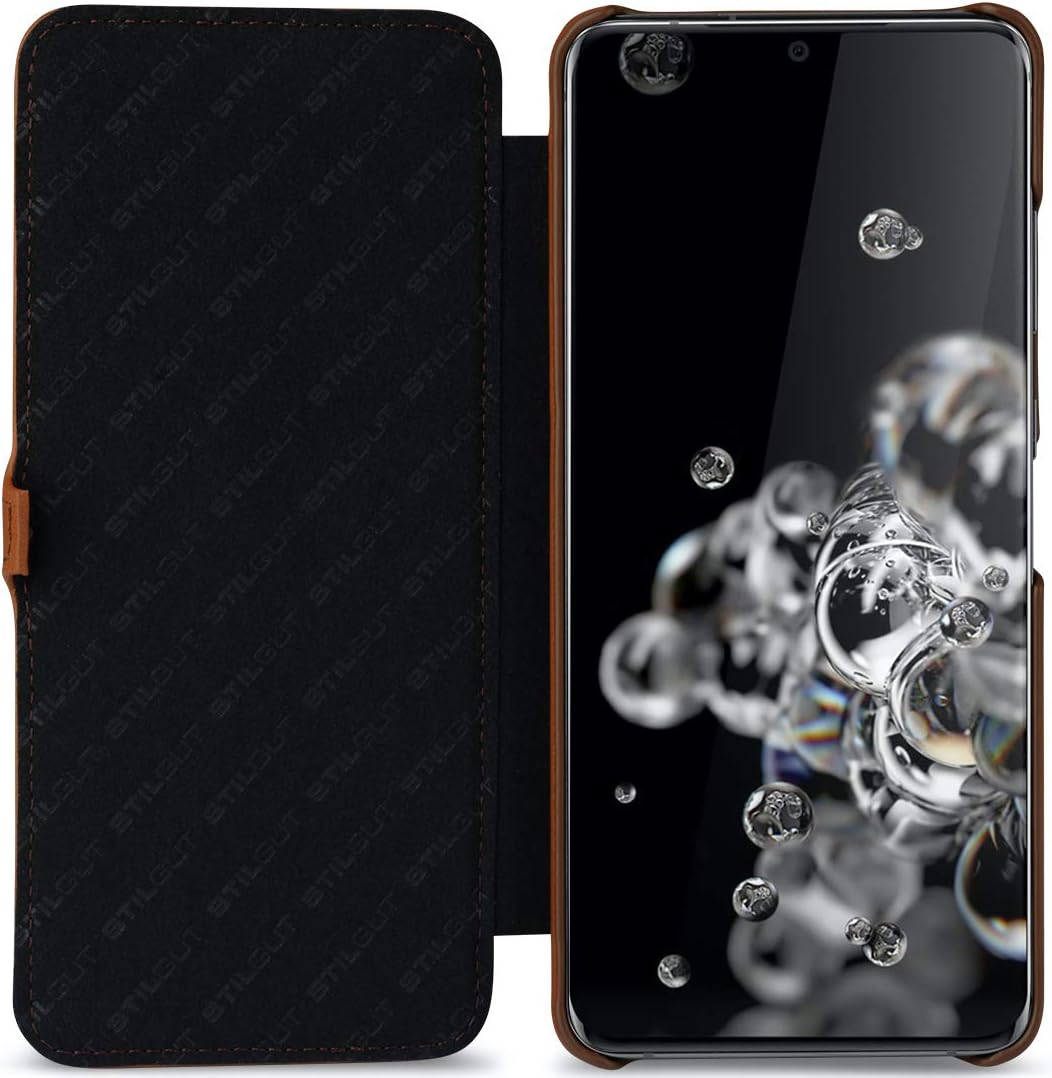 STILGUT Book Case entwickelt für Samsung Galaxy S20 Ultra Hülle aus Leder mit Clip-Verschluss, Leder