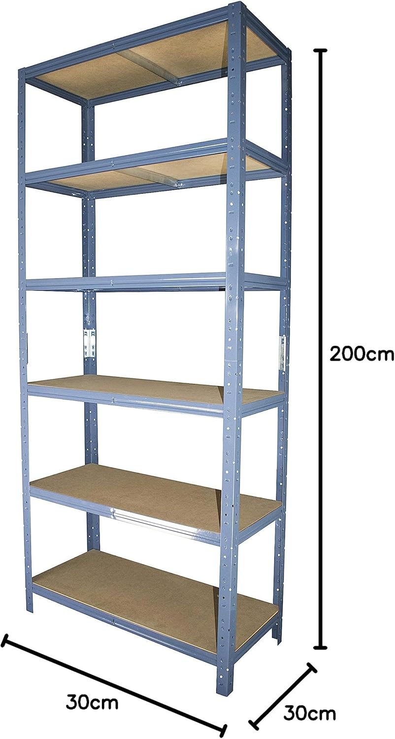 shelfplaza® 200x30x30cm Home Schwerlastregal blau/Metallregal mit 6 Böden/Kellerregal Metall, Garage