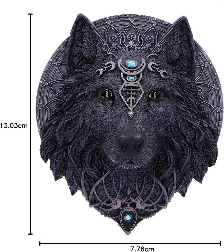 Nemesis Now Wandschild zum Aufhängen, Gothic, magischer Wolf, Mond, Schwarz, Einheitsgrösse