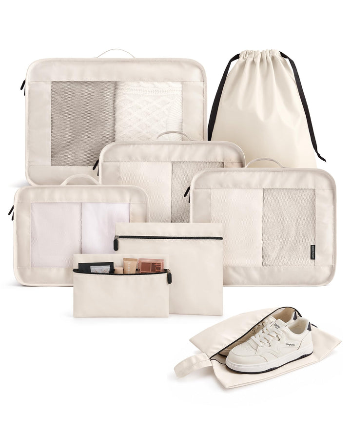 Light Flight 8-teilig Packwürfel Koffer Organizer Set Packing Cubes Reise Beige 8-teilig Koffer Orga