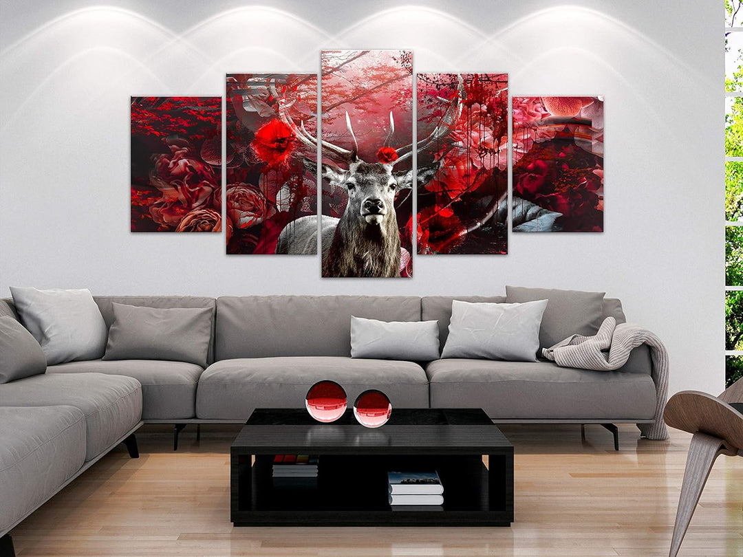 murando - Bilder Hirsch 100x50 cm Vlies Leinwandbild 5 tlg Kunstdruck modern Wandbilder XXL Wanddeko