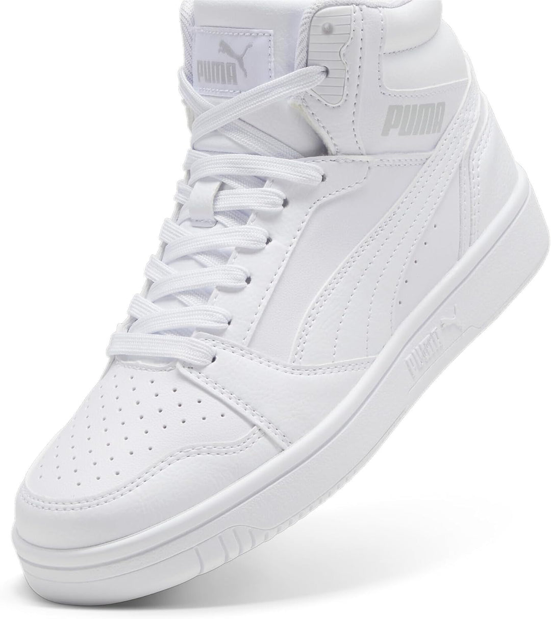 PUMA Unisex Kinder Rebound V6 Mid Jr Sneaker 38 EU White Cool Light Gray, 38 EU White Cool Light Gra