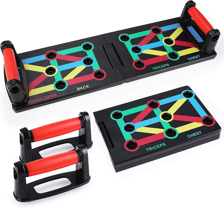 TOMSHOO Push Up Board mit liegestützgriffe, Faltbare Liegestütze mit Handgriff, Fitness Board Home T