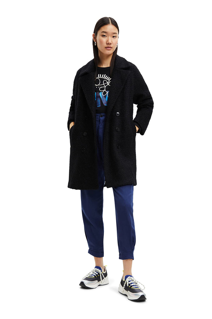 Desigual Damen Overcoat XL Schwarz, XL Schwarz