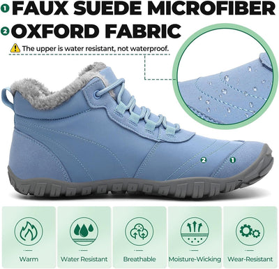 SAGUARO Winter Barfussschuhe Warm Gefüttert Winterschuhe für Damen Herren,EU Gr.36-48 36 EU Lichtbla