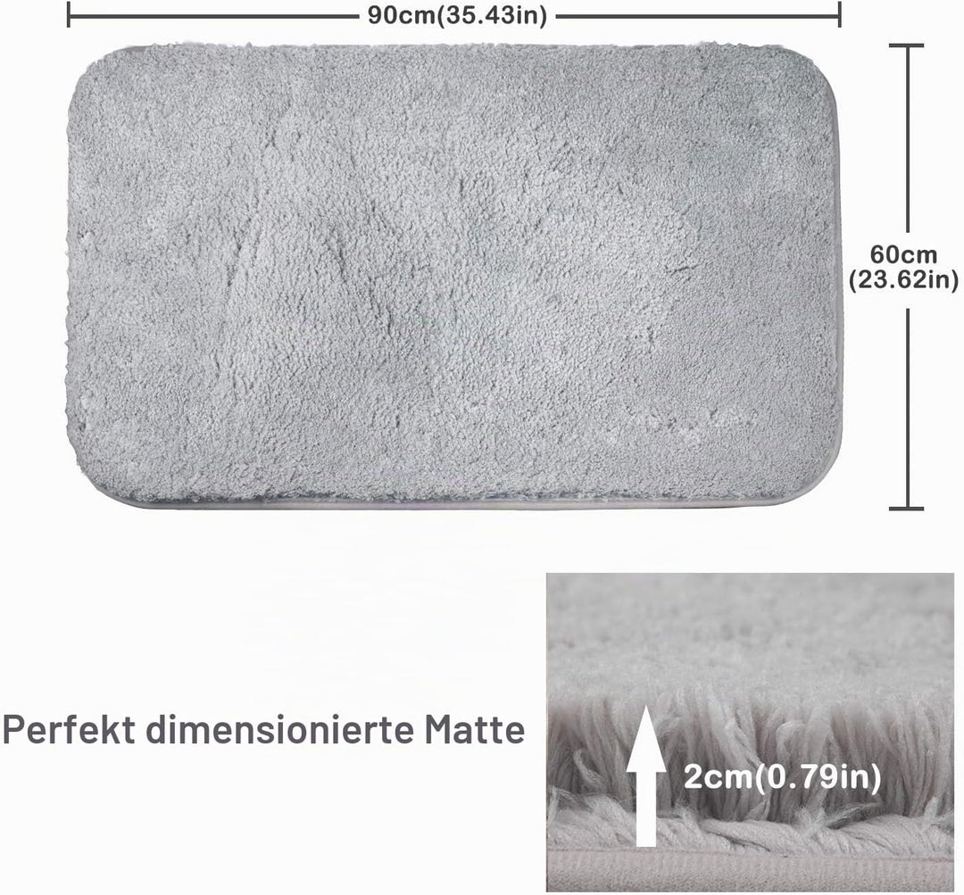 FCSDETAIL rutschfeste, Hochflor Badteppiche 60X90 cm, Maschinenwaschbare Badematte, Badvorleger mit
