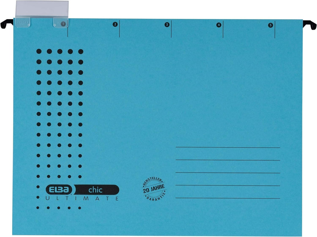 ELBA Hängemappe chic für A4, aus Karton, seitlich offen, blau, 25er Pack Hängemappe blau 25 Stück, H