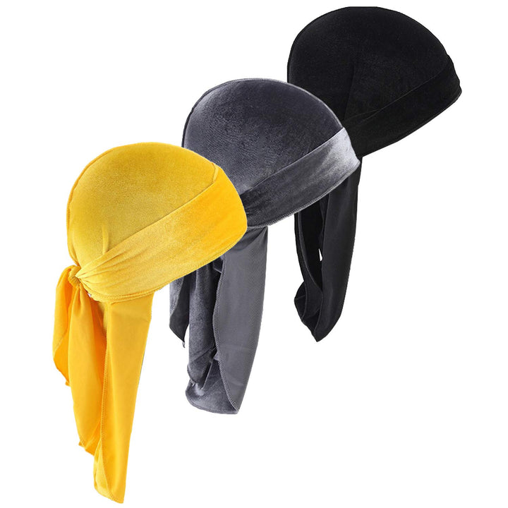 Durags Doo Rag Dew Rags für Herren, 360 Wellen, Samt, Durags, Kopfbedeckung, Totenkopfmütze, Kopfbed